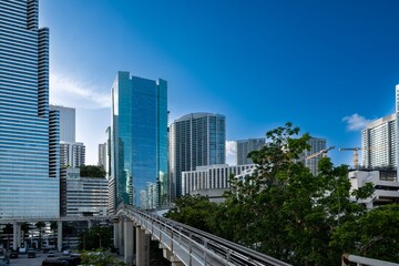 Fototapeta premium elevated train tracks public transport in urbam city
