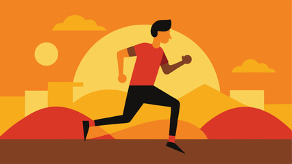 Motivated man jogging. Vector illustration.