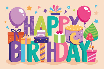 Happy Birthday: Creative vector design illustration for birthday cards.
