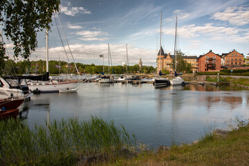 Sweden. Boat station at the city embankment