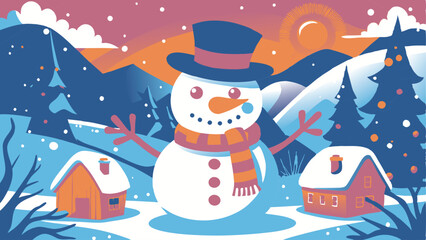 Christmas spirit: The snowman as a vector illustration.