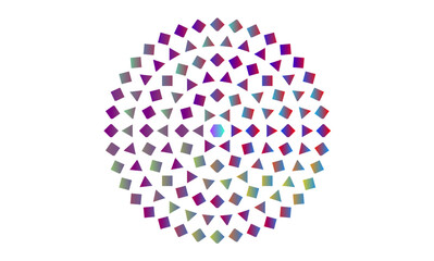 abstract colorful background Geometric Mandala Design Featuring Gradient Squares and Triangles in a Symmetrical Radial Pattern – Vibrant Modern Background Art in Pink and Blue on Minimal White Canvas 