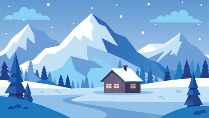 Winter wonderland with snowy mountains as a simple vector illustration.