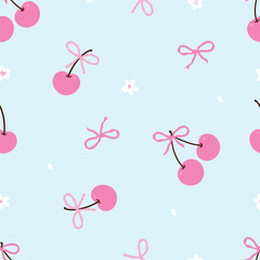 Cherry seamless pattern vector background.	