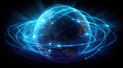 A glowing globe with interconnected network, representing the global network