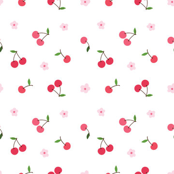 Seamless pattern cherry vector background.