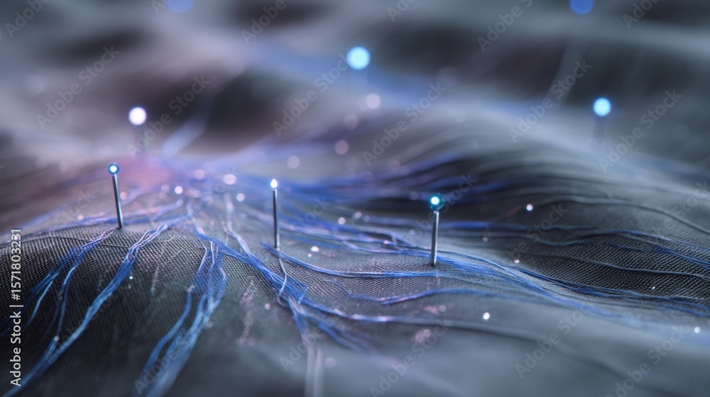 Aufkleber abstract illustration of a network with glowing dots and lines