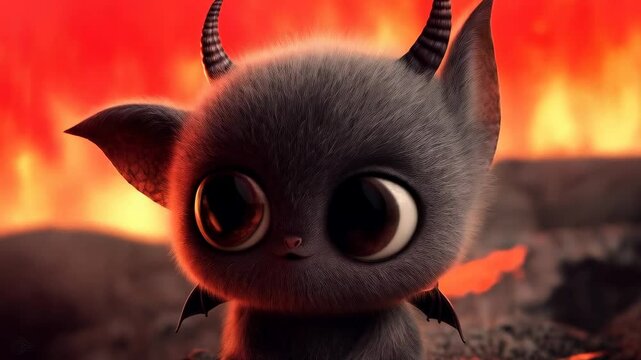 Adorable small demon with big eyes