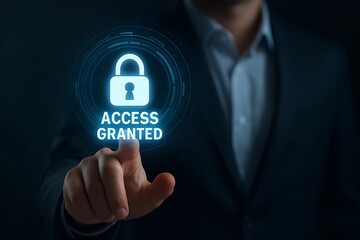 Person touching digital security icon hand finger