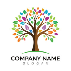 Obraz premium Colorful tree logo with diverse leaves