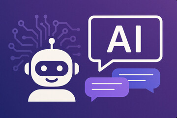 Innovative chatbot design featuring AI technology with conversation bubbles in a modern digital style