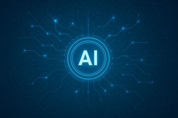 Digital representation of artificial intelligence with circuit patterns in a futuristic design