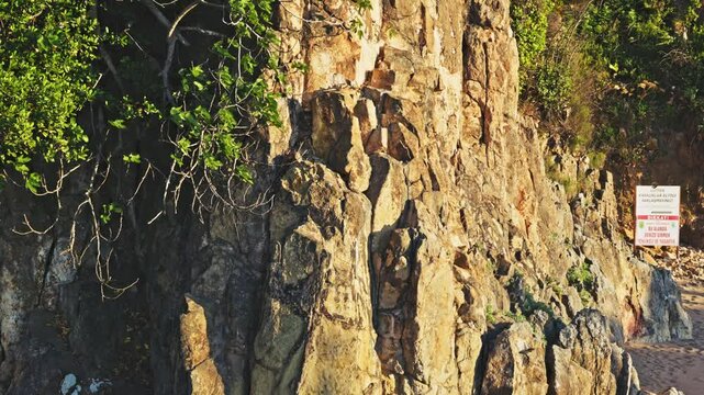 Lava columns in the coast close up