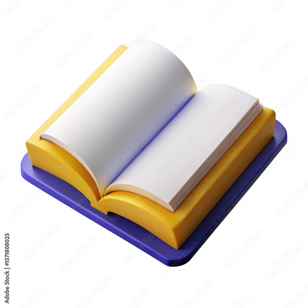 Poster 3d open book with blank pages isolated on transparent background