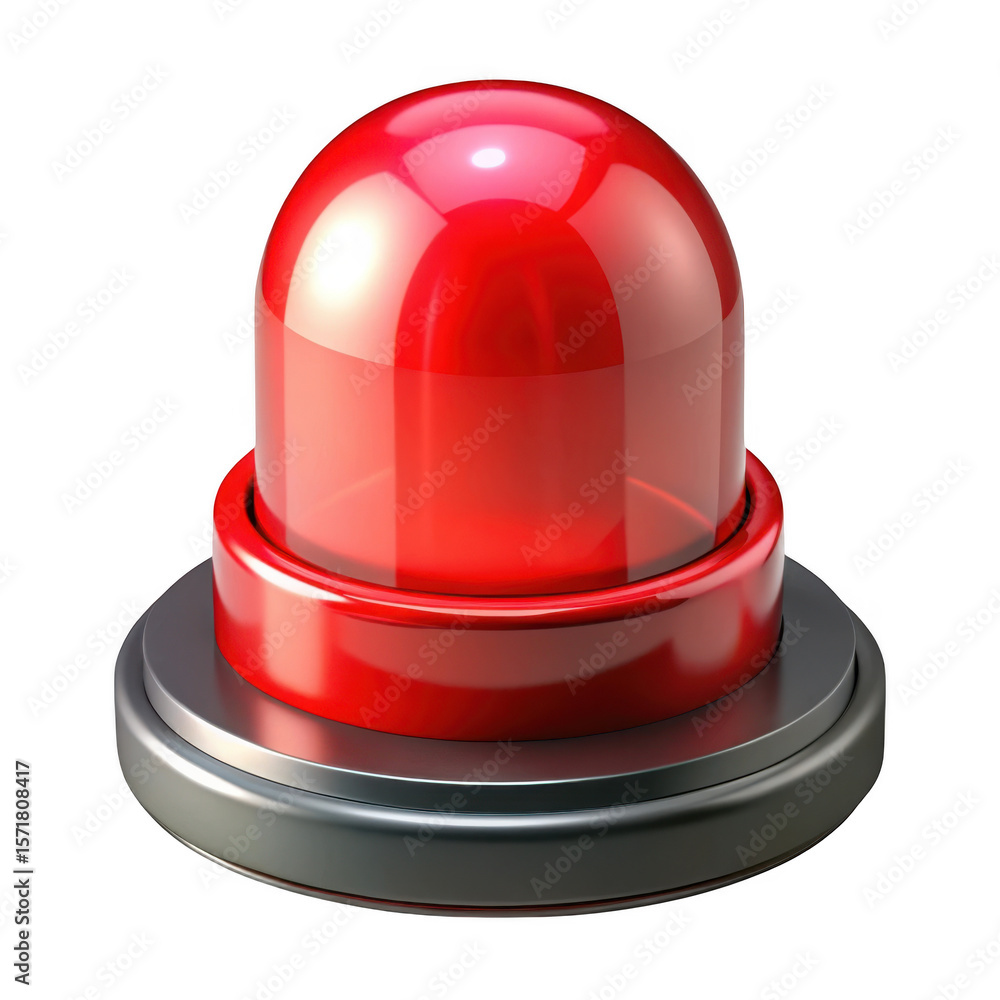 Poster 3d red warning light isolated on transparent background
