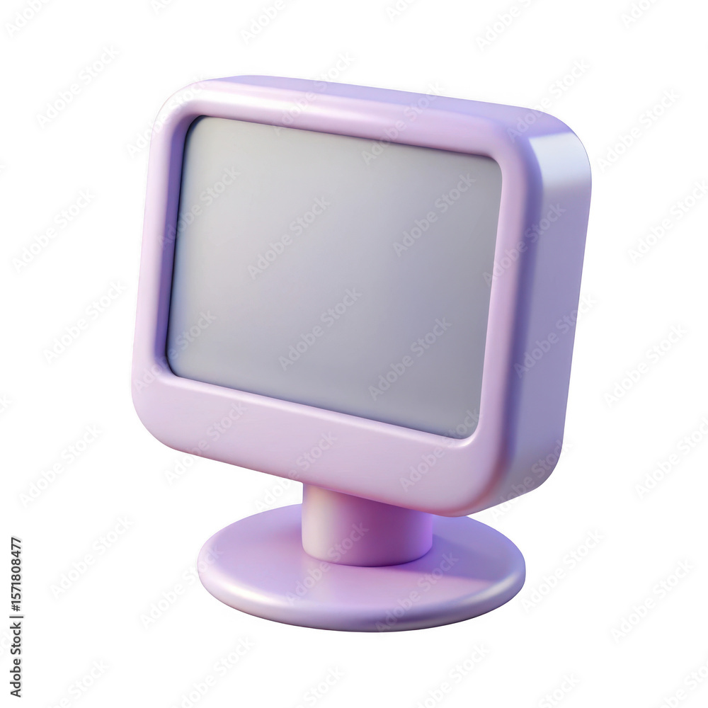 Aufkleber 3d retro monitor with rounded edges isolated on transparent background
