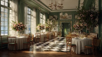 Elegant English dining tables styled with flickering candlelight, floral centrepieces, crystal glassware and richly layered plates, capturing the warmth of evening gatherings at home, wedding or event