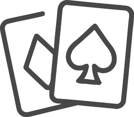Card game, Texas Hold 'em poker playing card editable vector icon line art illustration 