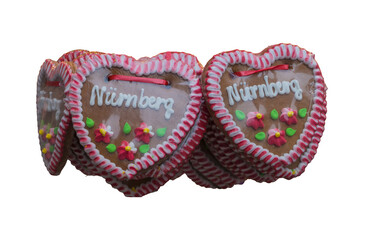 Lebkuchenherzen freigestellt isoliert