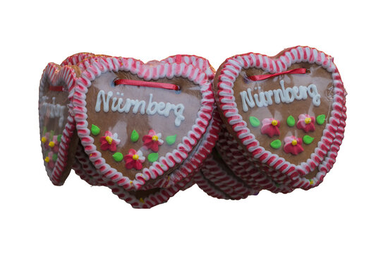 Lebkuchenherzen freigestellt isoliert
