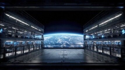 Futuristic space station interior