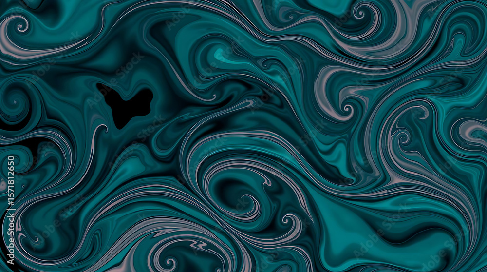 Aufkleber mesmerizing teal and gray fluid swirls create a hypnotic abstract pattern