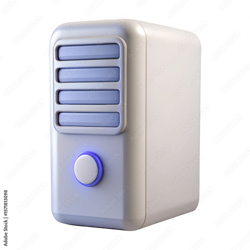 Poster 3d computer tower server isolated on transparent background
