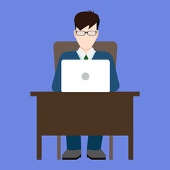 Businessman Vector Illustration Desk Work