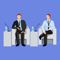 Obraz premium Conference Vector Illustration Two Businessmen