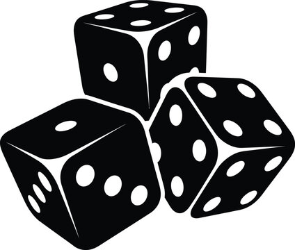 Three black dice stacked, symbolizing chance and risk.