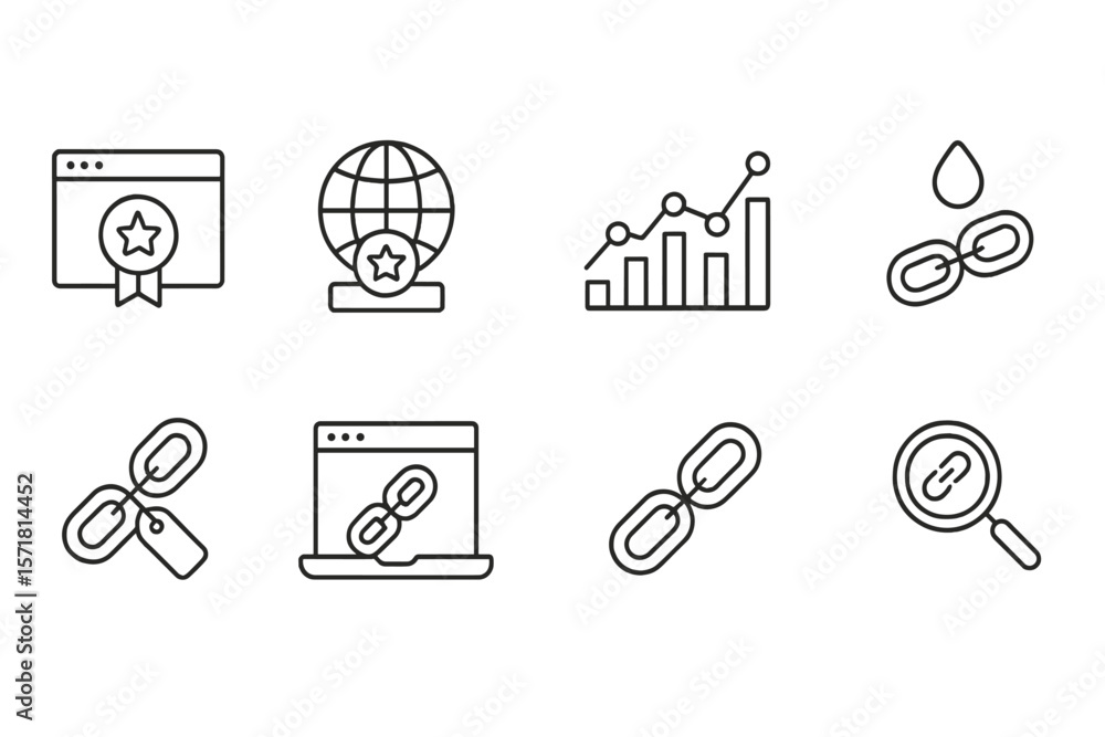 Poster technology, connectivity line icon set. network, data analysis, web outline symbols