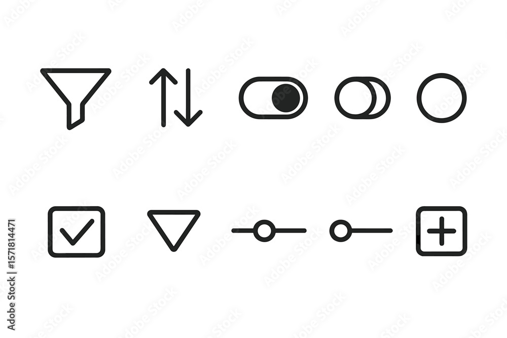 Poster ui, ux outline icon set. interface, design elements in simple line style