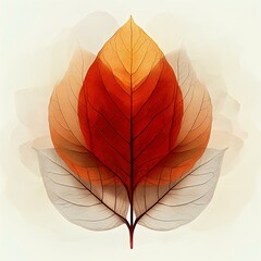 A beautiful composition of layered leaves in warm autumn colors, showcasing intricate details and delicate textures, perfect for nature enthusiasts.