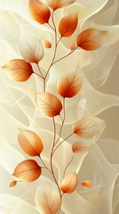 A delicate design featuring orange leaves against a soft, flowing background. Ideal for autumn-themed projects, wallpapers, or nature-inspired designs.