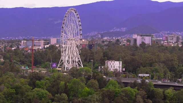 Chapultepec forest  with the wheel of fortune in the Aztlan park Mexico City, Mexico.