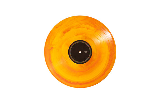 Colorful orange record vinyl mockup