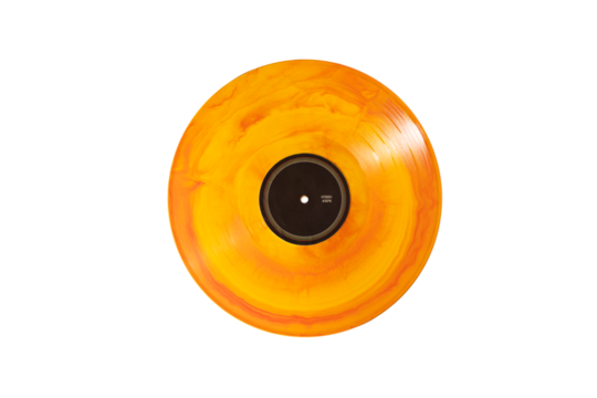 Colorful orange record vinyl mockup