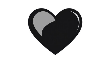 black shiny heart on white background 