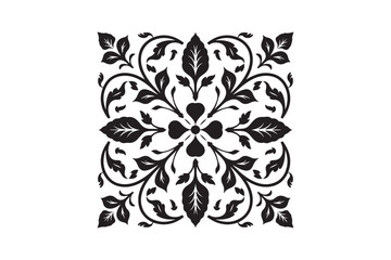 Intricate black floral swirls and leaves decorative pattern