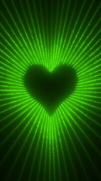 Looping Glittering Heart with Emitting Abstract Green Particles