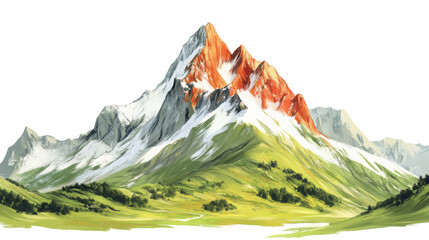 a majestic mountain on white background