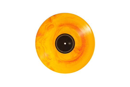 Colorful orange record vinyl mockup