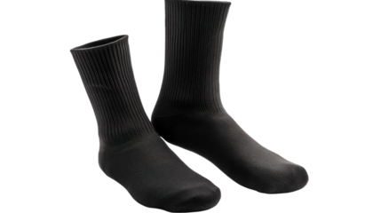 pair of black socks on white background