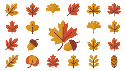 Set of 3: Colorful Fall Leaves Icons