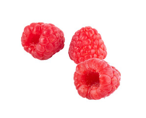 three red berries close-up isolated on transparent background