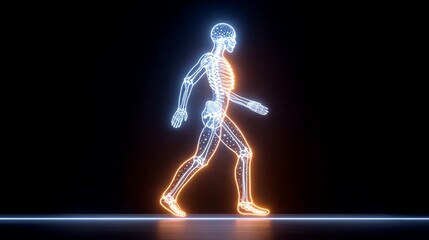 Fototapeta premium Human skeleton anatomy walking x ray scan medical illustration healthcare technology concept design halloween concept