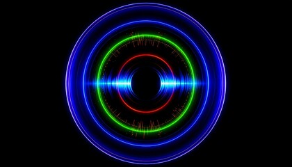 Colorful concentric circles with sound waves