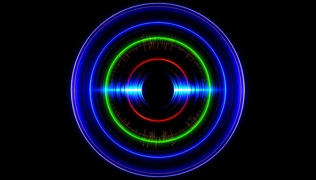 Colorful concentric circles with sound waves