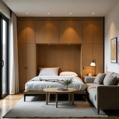 studio room L shape bathroom smart simple & minimalist design 