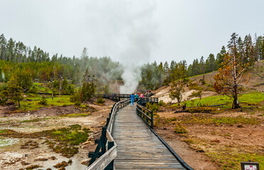 Yellowstone National Park, the first national park in the US,  known for its wildlife and its many...